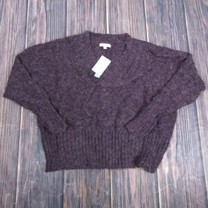 Abound Sweater Womens XXS Burgundy V Neck Pullover Ribbed Hem Nordstrom Cozy